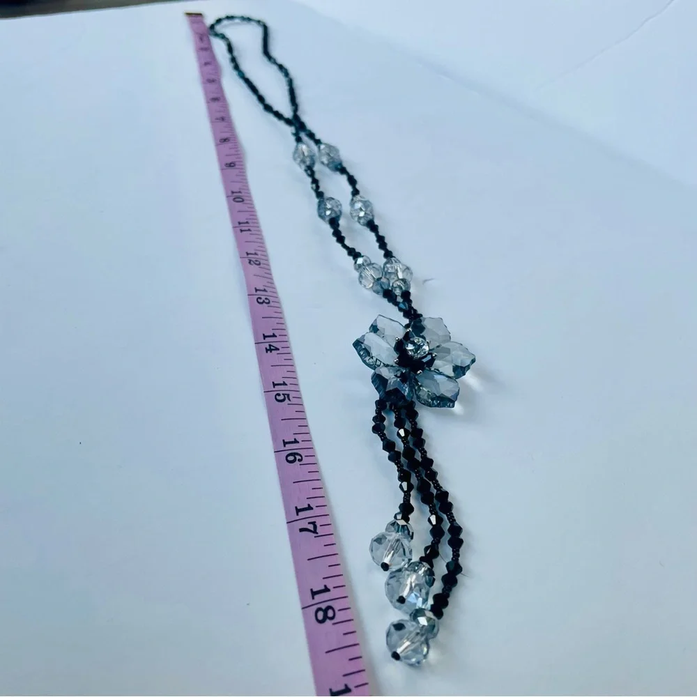 Elegant Black and Silver Glass Necklace